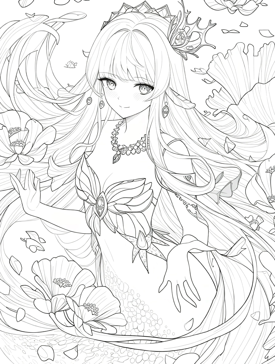 mermaid coloring page - coloring book