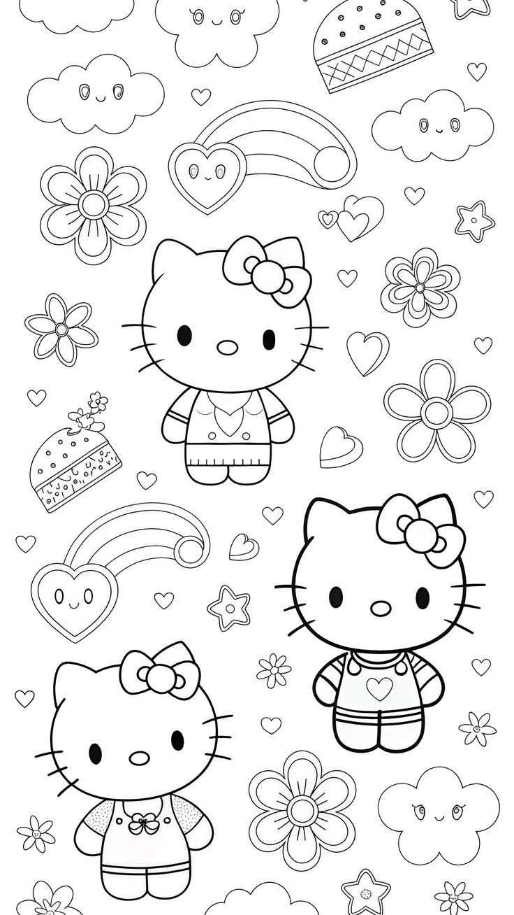 hello kitty and friends coloring pages - kids coloring pages