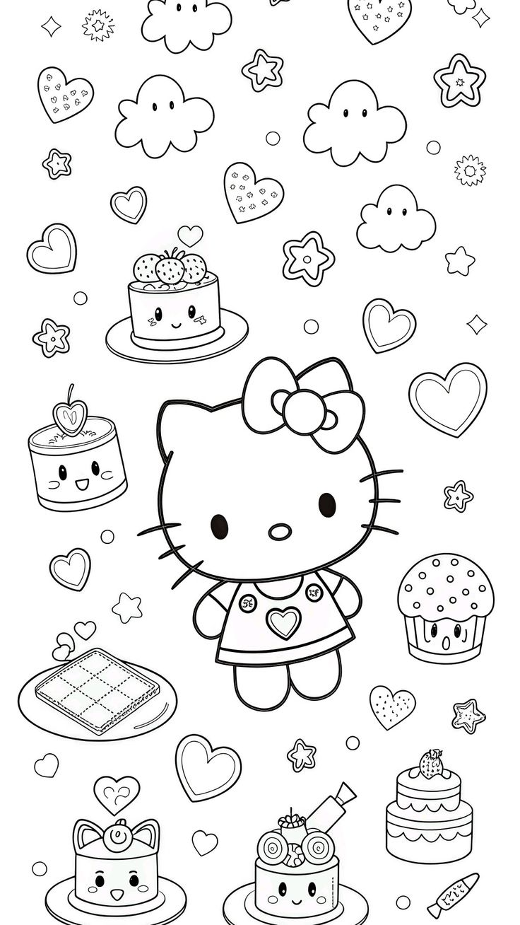 hello kitty and friends coloring pages - printable coloring pages for kids