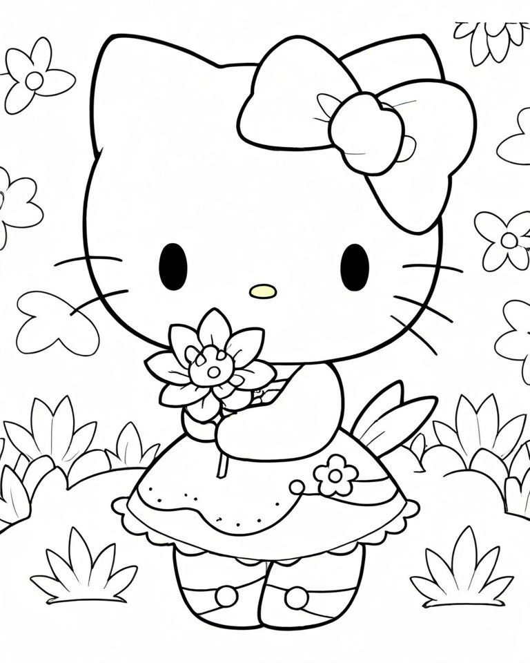 hello kitty color page - printable coloring pages for kids